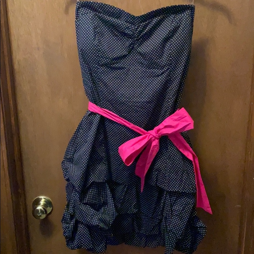 Strapless polka dot bubble dress